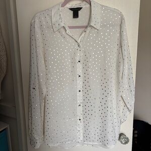 Silver dotted button down